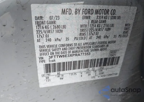 2023 Ford Maverick Xl z USA, uszkodzony, nr VIN 3FTTW8E3XPRA77353